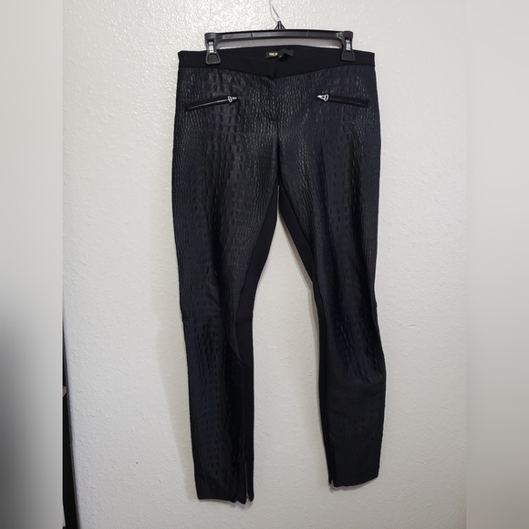 Maje Croc Embossed Skinny Pants Zip Ankle, Color Black, Size 36 - Picture 14 of 16